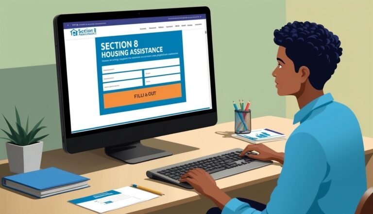 Man filling out Section 8 Housing Assistance application on computer