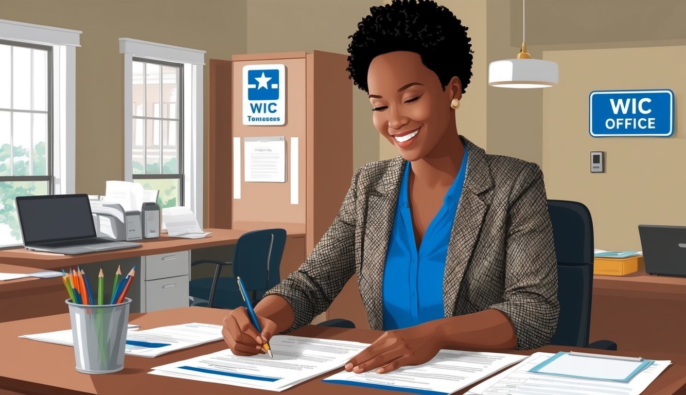 A person filling out paperwork at a WIC office in Tennessee