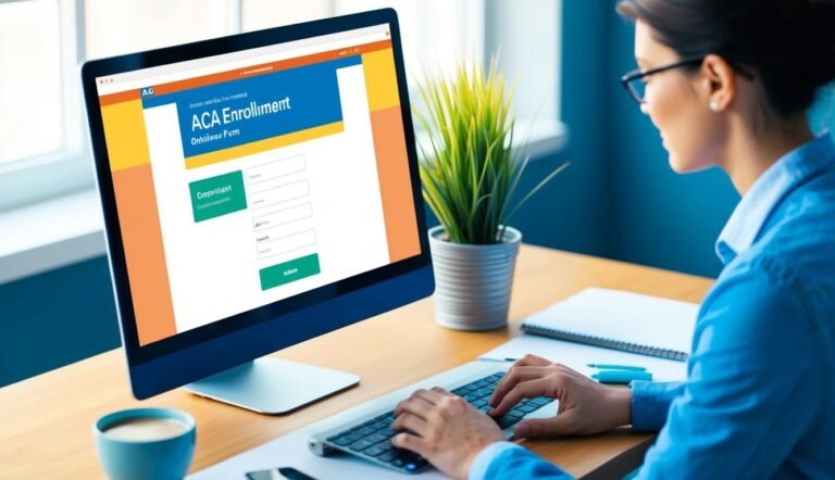 Woman filling out ACA enrollment form on a computer