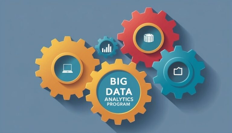 Colorful gears with data icons and "Big Data Analytics Program" text