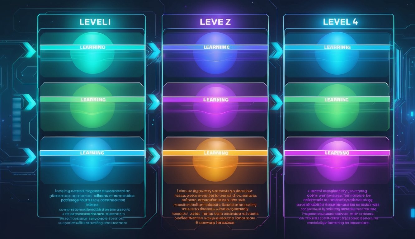 A futuristic computer program with six colorful levels, each representing a different aspect of learning disabilities