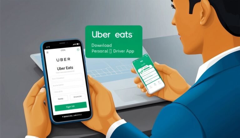 Man using Uber Eats app on two phones, one for sign up