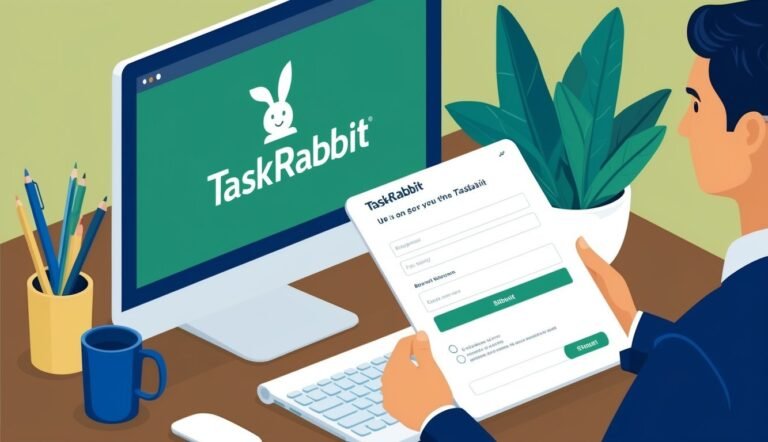 Man filling out a TaskRabbit form on a computer screen