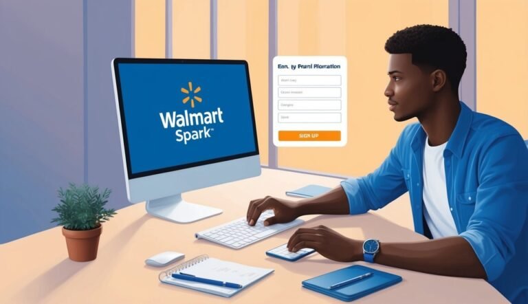 Man filling out Walmart Spark form on a computer