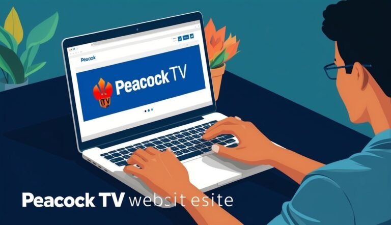 Person using laptop with Peacock TV website open on screen