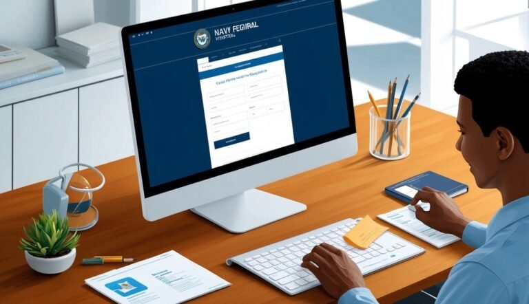 Man filling out online form on computer at a desk