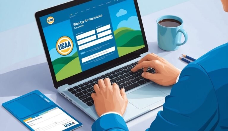 Person using laptop to sign up for USAA insurance