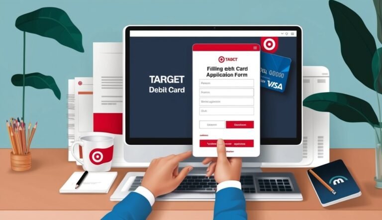 Person filling out a Target debit card application form on a computer