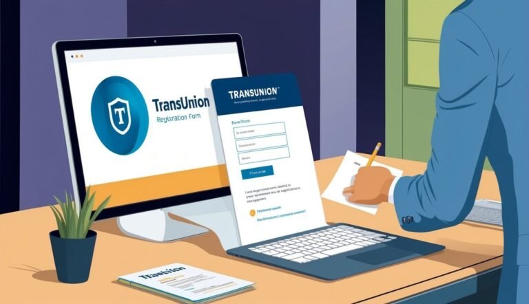Person filling out a TransUnion registration form on a computer