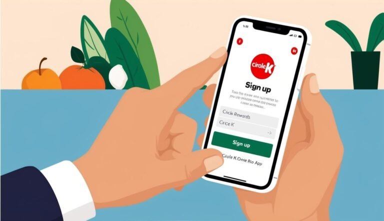 Person holding a phone with the Circle K app sign-up screen