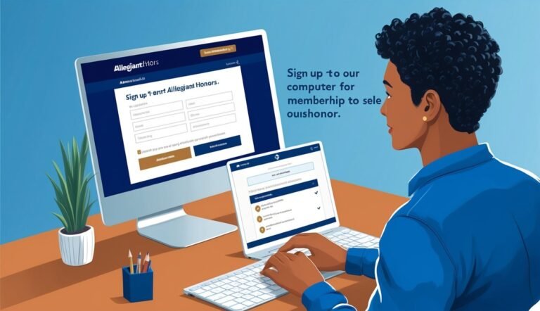 Person signing up for Allegiant Honors on a desktop and laptop computer