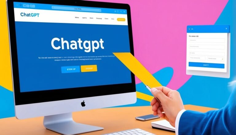 ChatGPT website on a computer screen with a sign-up form
