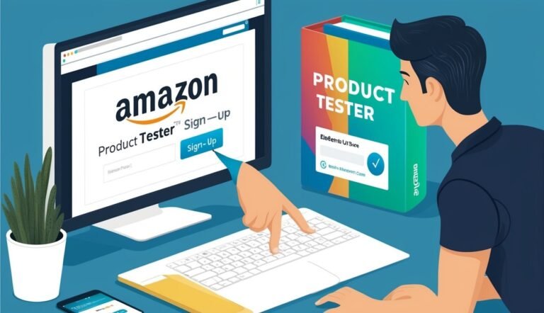 Person signing up for Amazon Product Tester on a computer