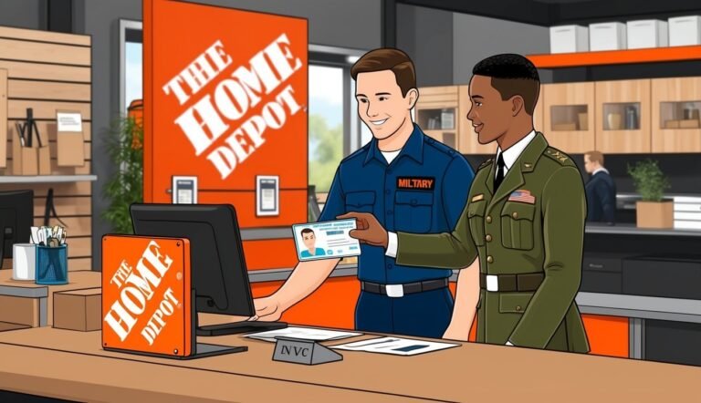 Home Depot employee assisting a military member with an ID card