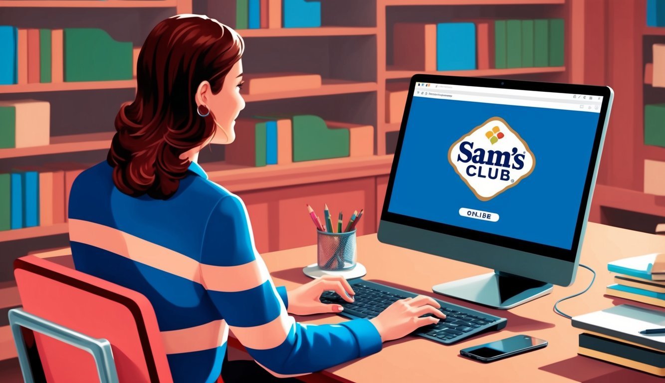 A person using a computer to sign up for Sam's Club online