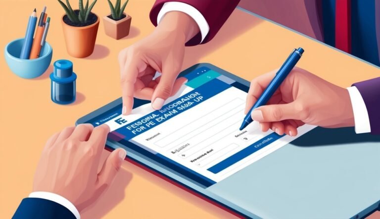 Hands filling out a form on a tablet with a pen