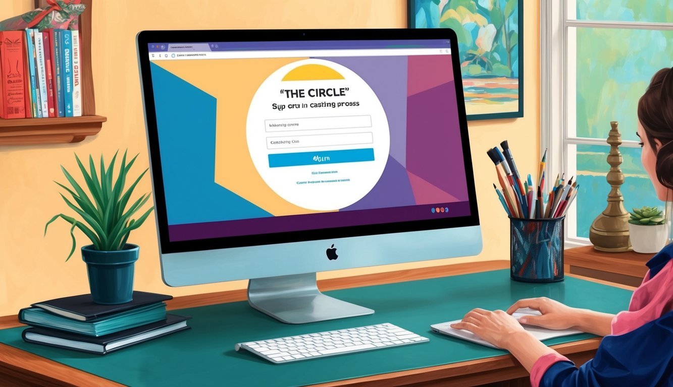 A computer screen with a sign-up form for "The Circle" casting process