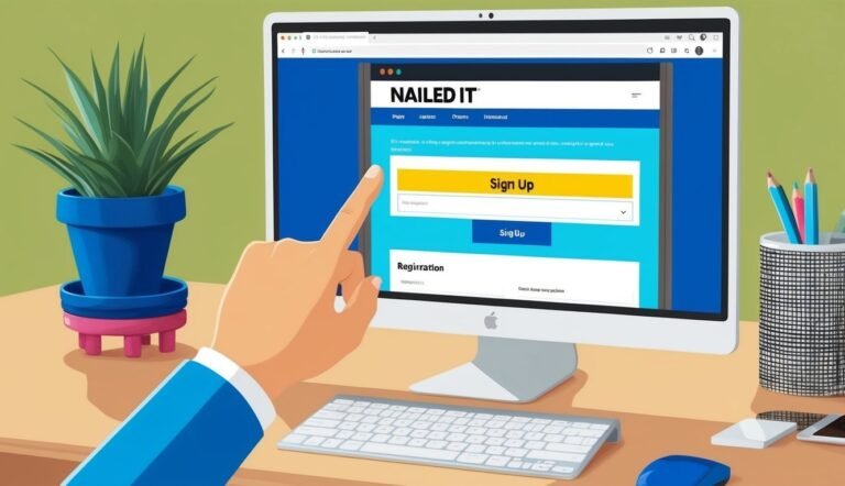 Hand pointing at "Sign Up" button on a computer screen