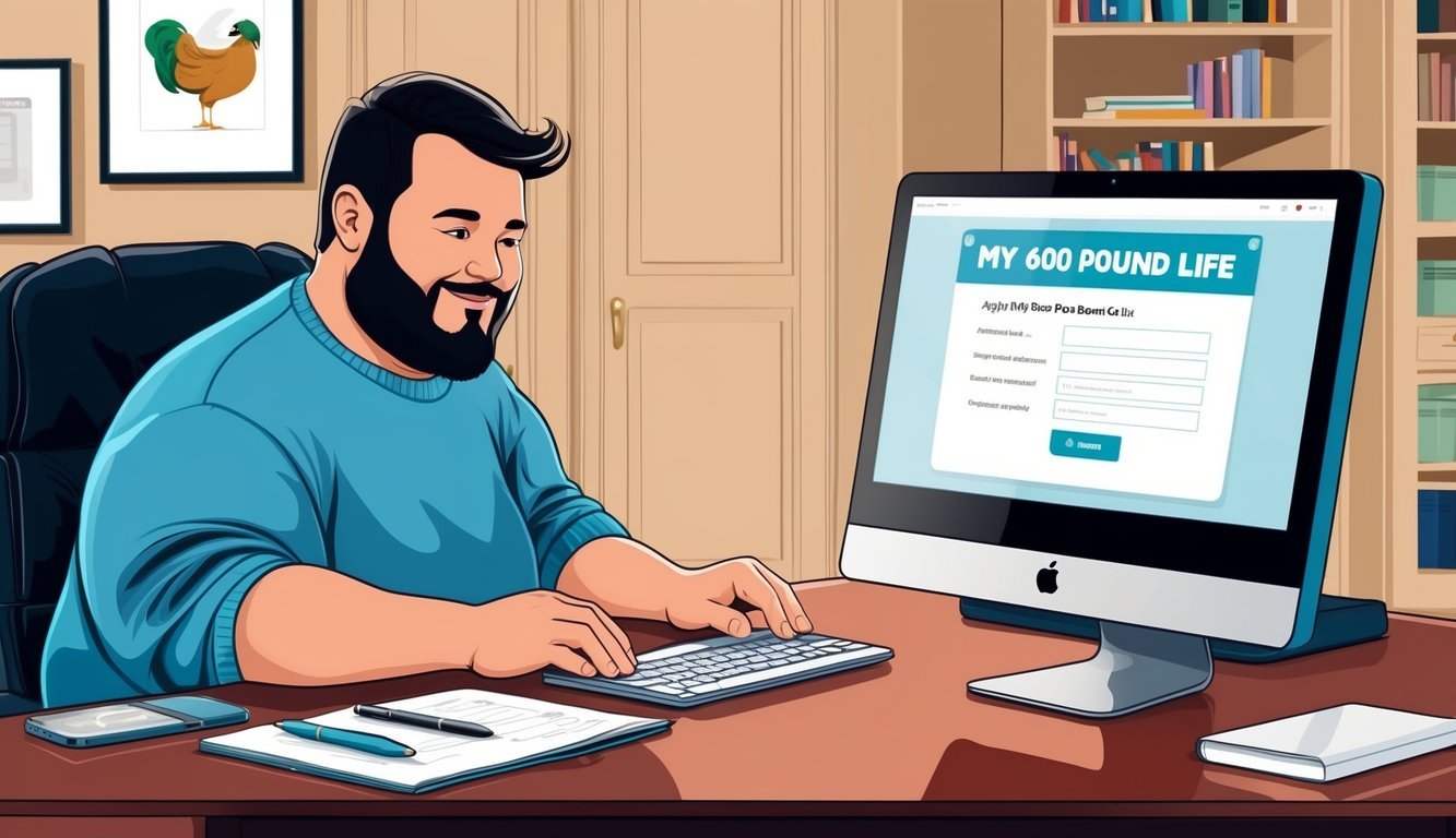 A person filling out a form on a computer to apply for "My 600 Pound Life" program