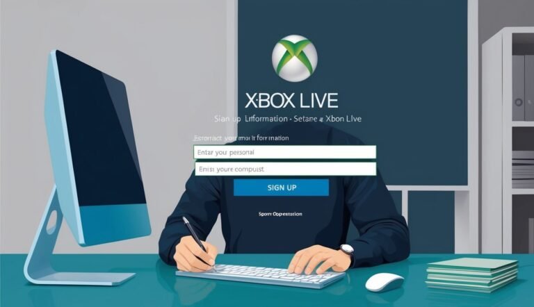 Xbox Live sign-up page with a person filling out the form