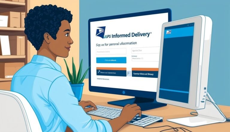 Man signing up for USPS Informed Delivery on a computer screen