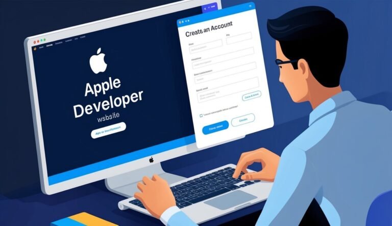Man creating an Apple Developer account on a computer