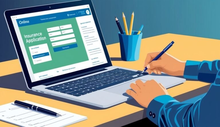 Person filling out an online insurance application on a laptop
