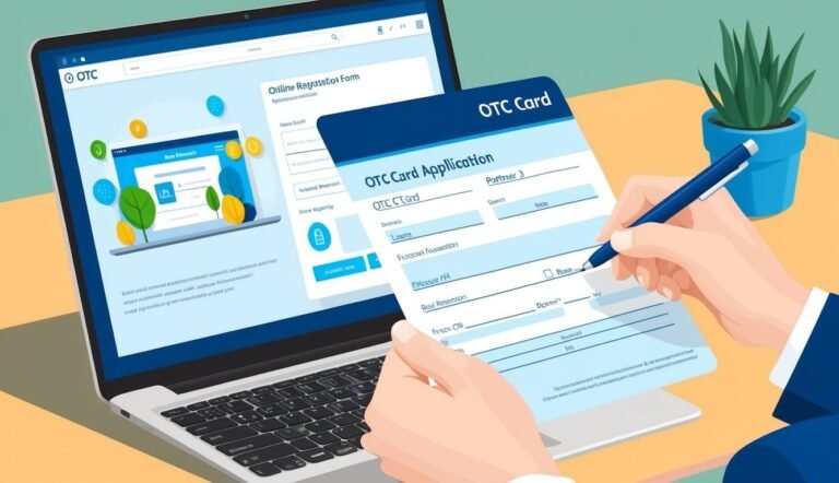 Person filling out an OTC card application form on a laptop