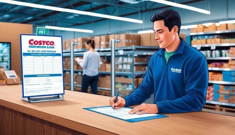 Costco employee filling out a weight loss program form at a counter