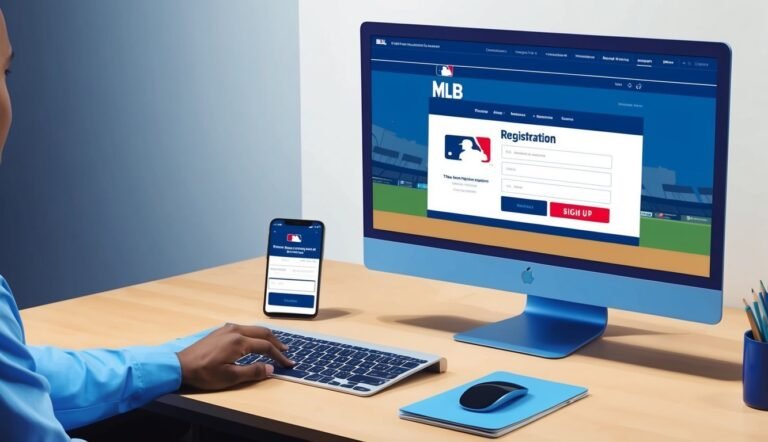 Person registering for MLB account on computer and phone