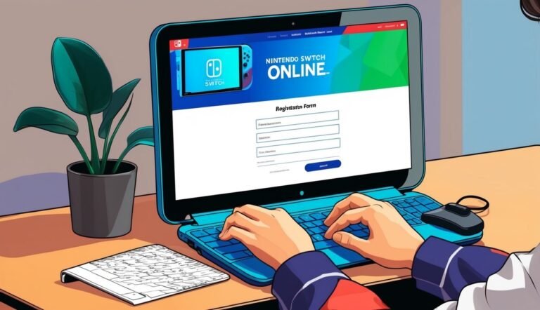 Person filling out a Nintendo Switch Online registration form on a laptop
