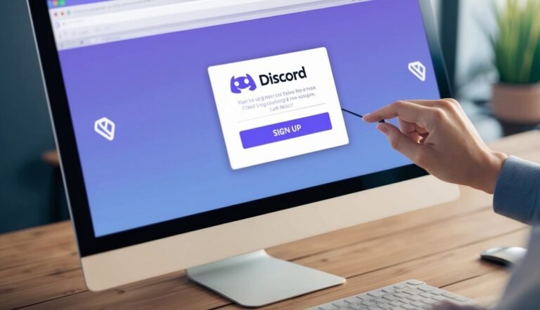 Person using a stylus to sign up for Discord on a computer screen