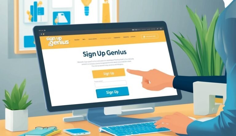 Person using a computer with the "Sign Up Genius" website open