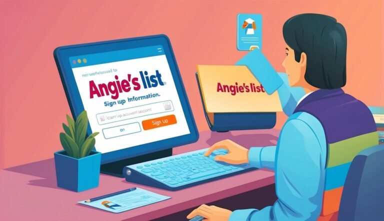 Person signing up for Angie's List on a computer