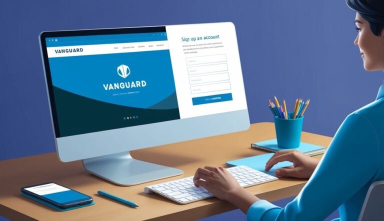 Person signing up for a Vanguard account on a computer