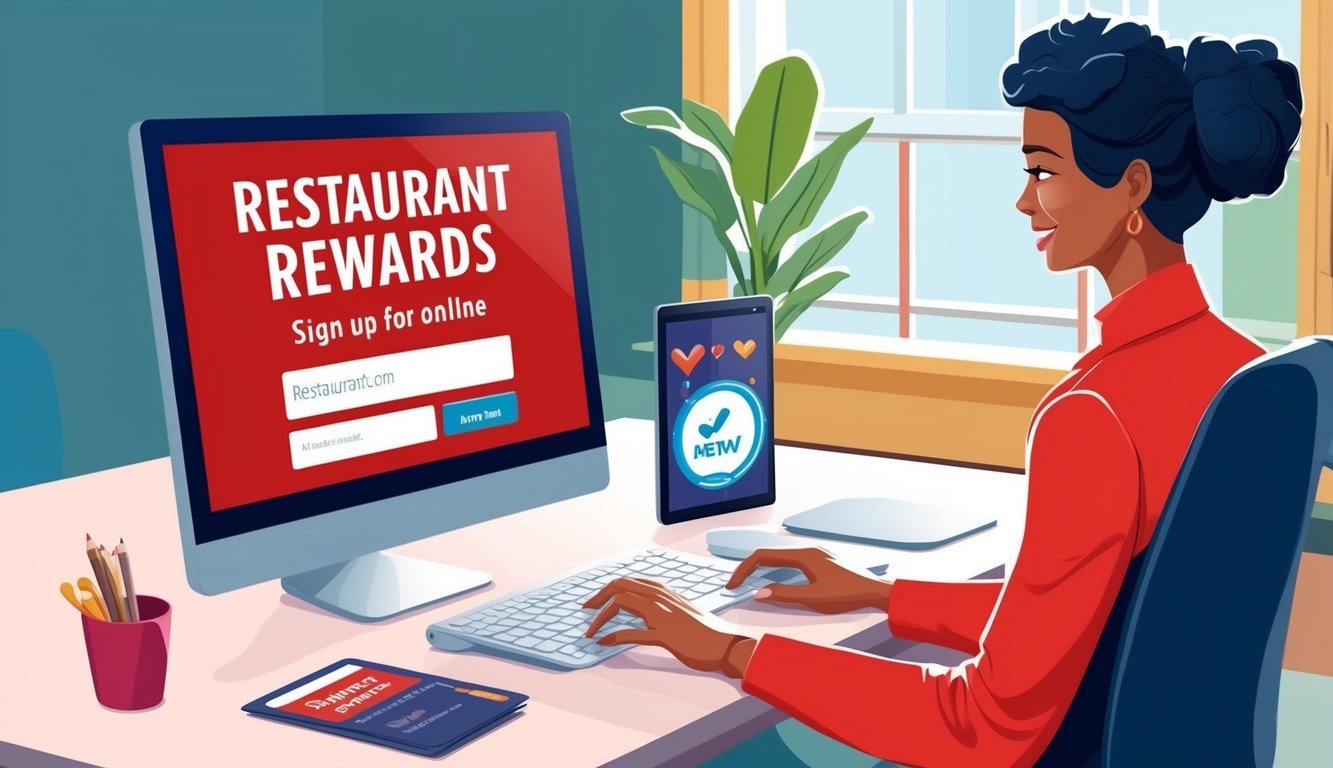 A person using a computer to sign up for Restaurant Rewards online