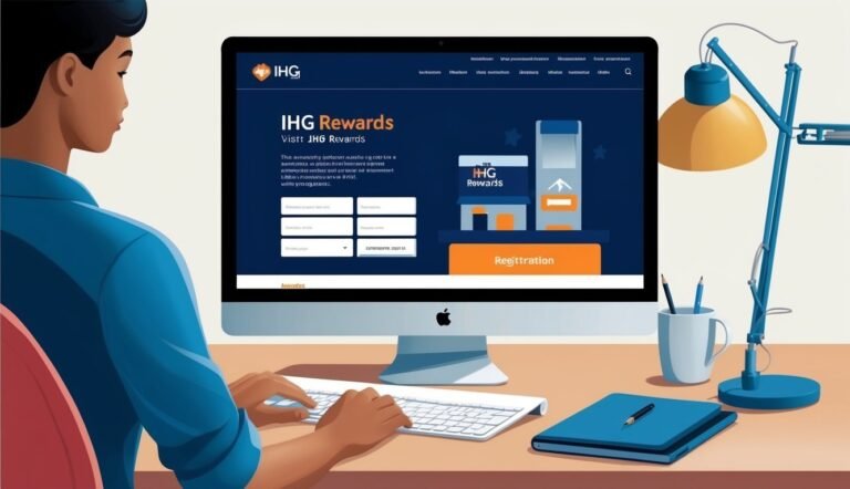 Person using a computer with the IHG Rewards registration page open