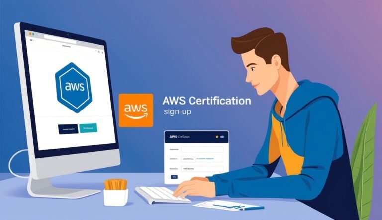 Man signing up for AWS Certification on a computer