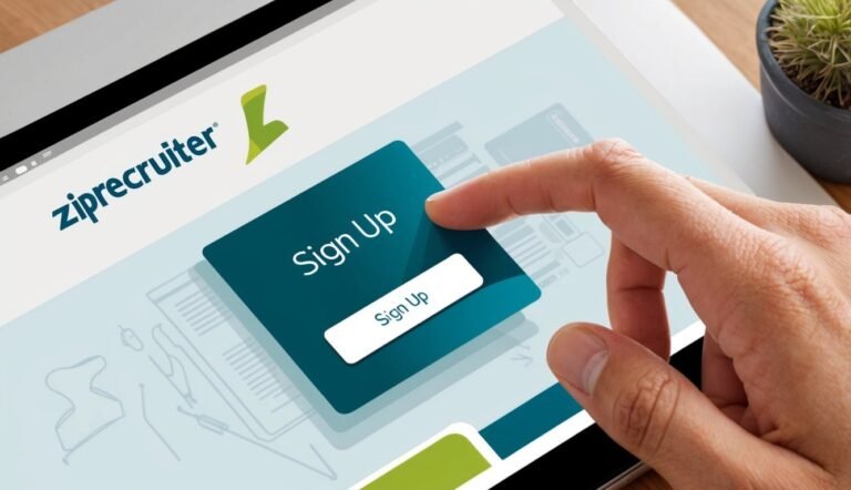Finger about to tap "Sign Up" button on ZipRecruiter website